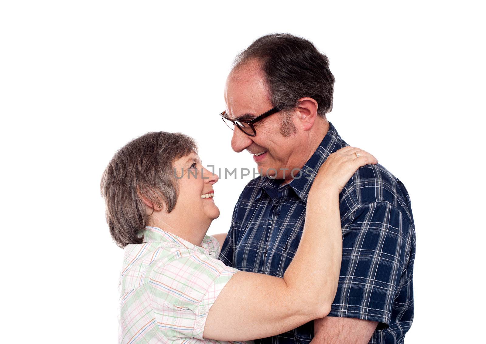 Aged couple in a romantic mood by stockyimages