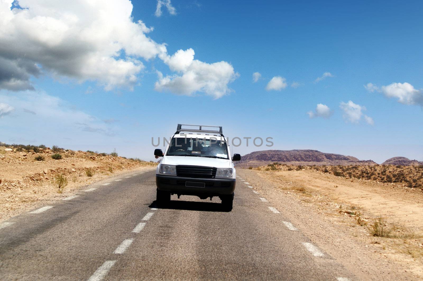 travel by jeep over by desert africa