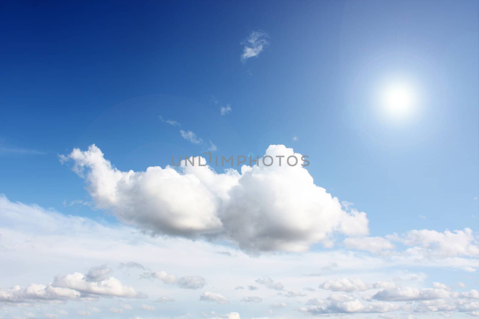 white clouds on blue sky in season