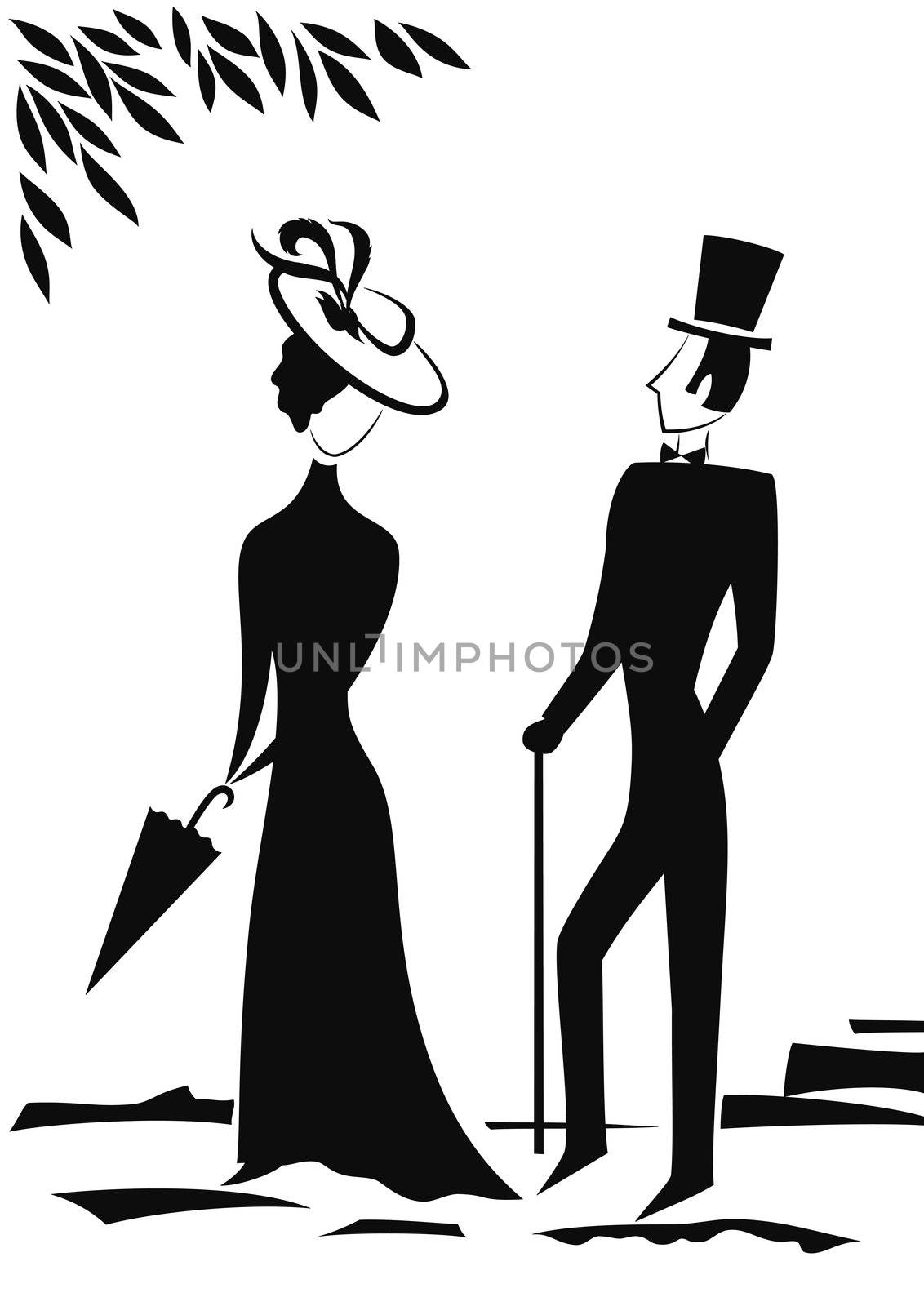 Gentleman and Lady silhouette by alexcoolok