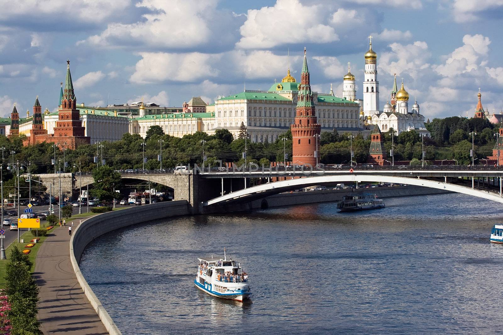 Famous Moscow Kremlin and Moskva river, Russia