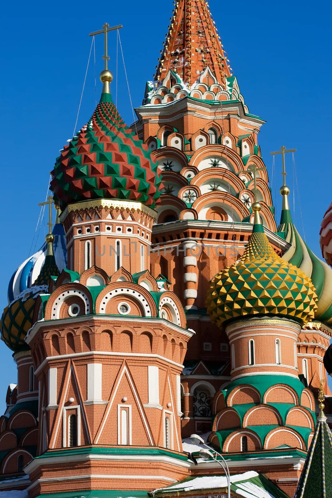 Domes details of St Basil's Cathedral on Red Square, Moscow, Russia