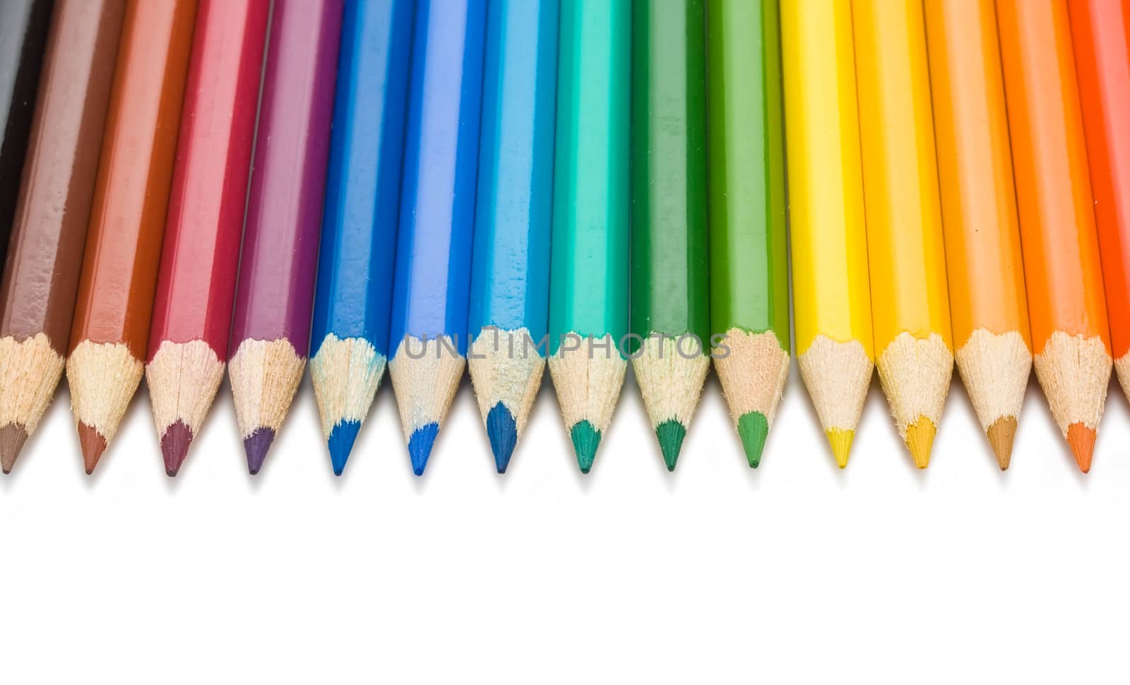 Coloured pencils isolated on white background