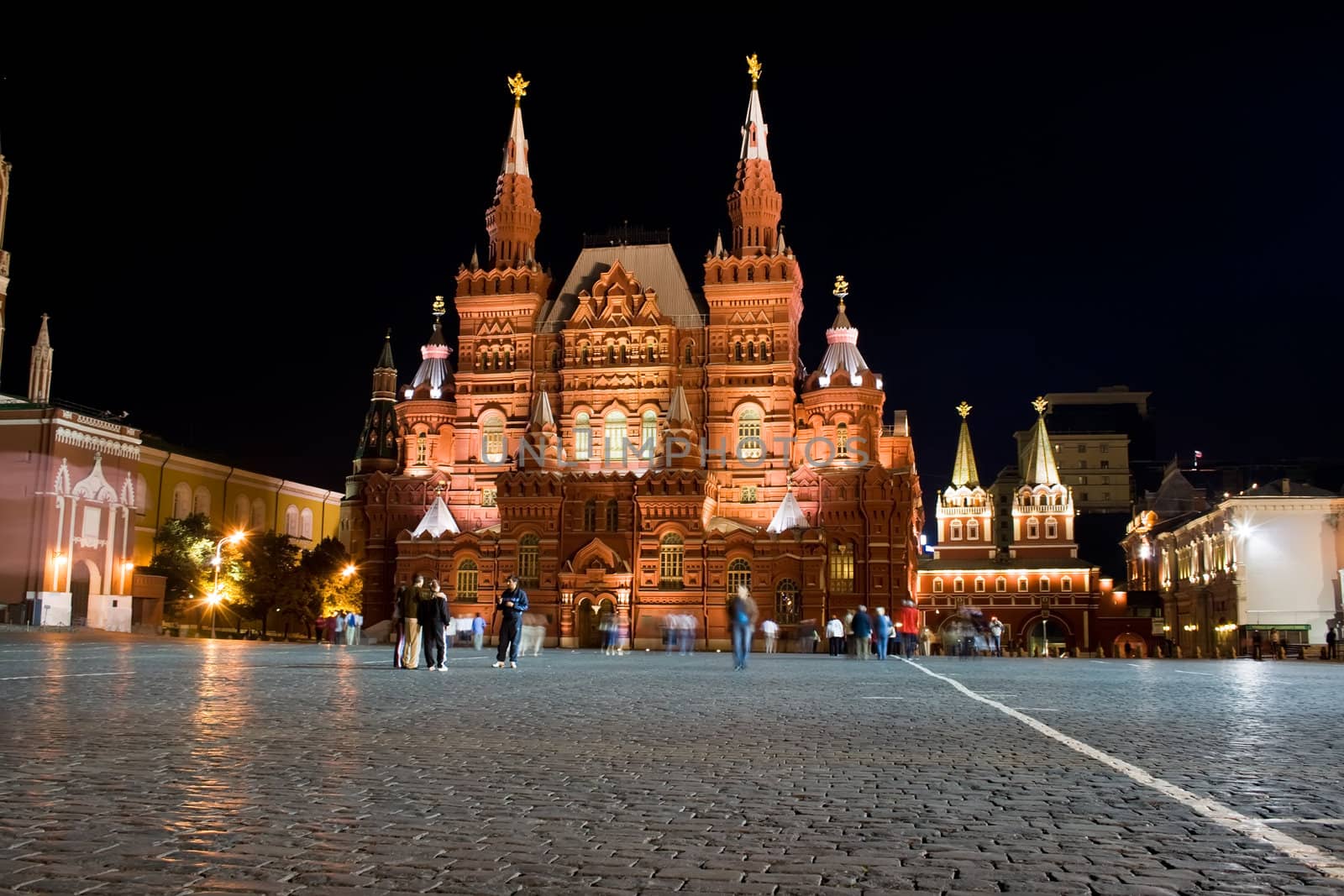 russian state historical museum at night, Moscow