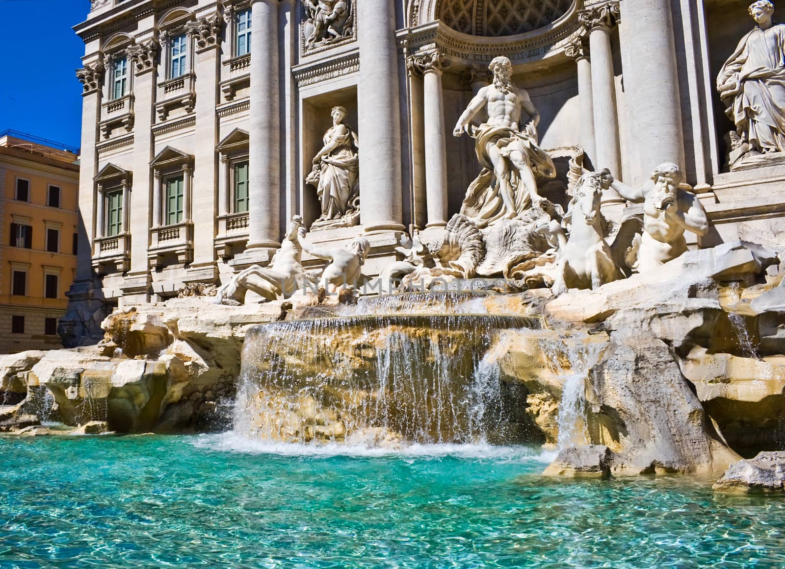 Famous Trevi Fountain in the center of Rome, Italy