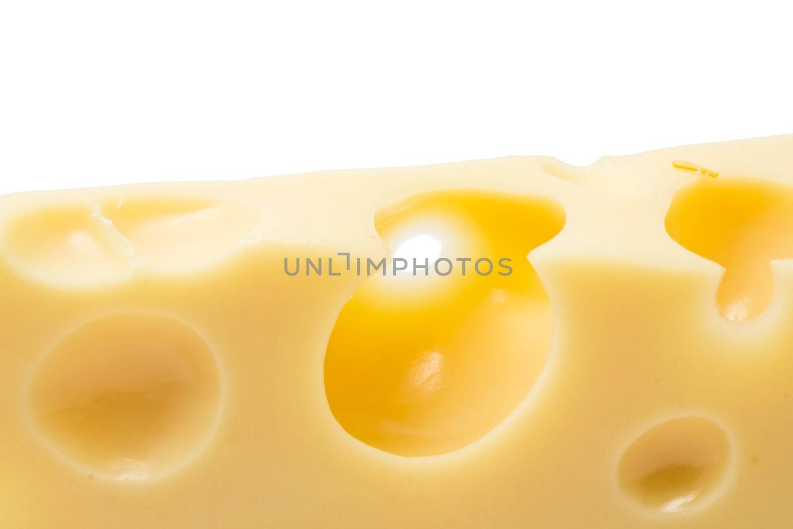 Holes in cheese, close up