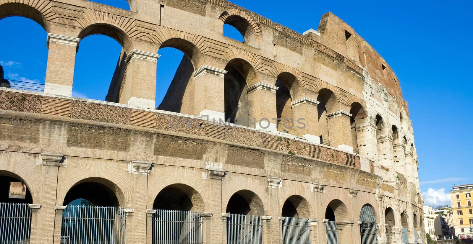Ancient ruins of great stadium Colosseum, Rome, Italy