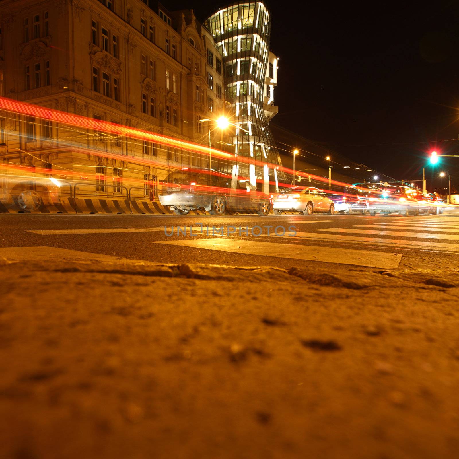 night city lights on street