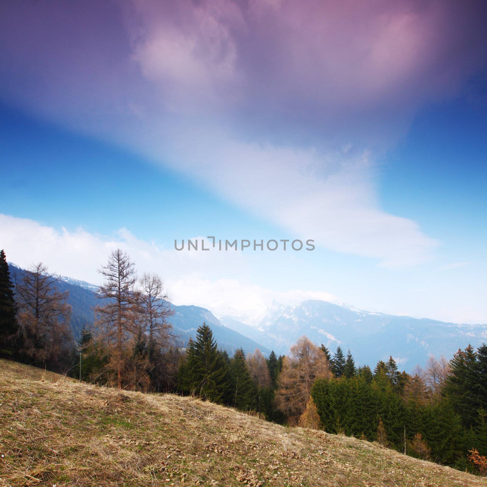 spring alps mountains scene background