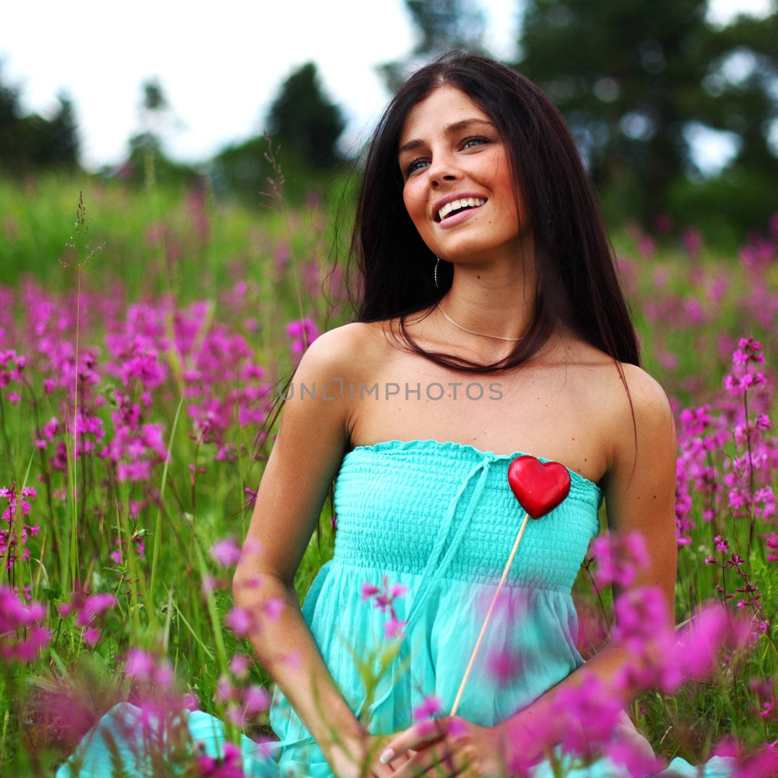 woman on flower field by Yellowj