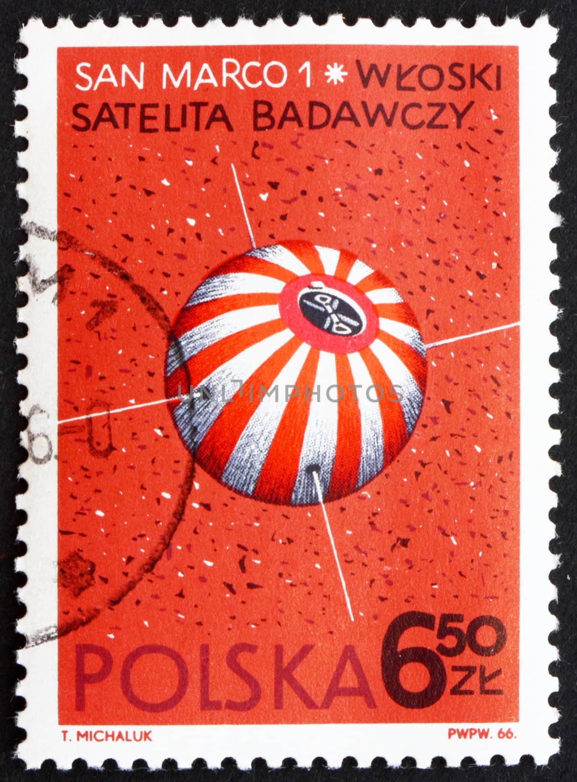 POLAND - CIRCA 1966: a stamp printed in the Poland shows San Marco 1, Italian Satellite, circa 1966