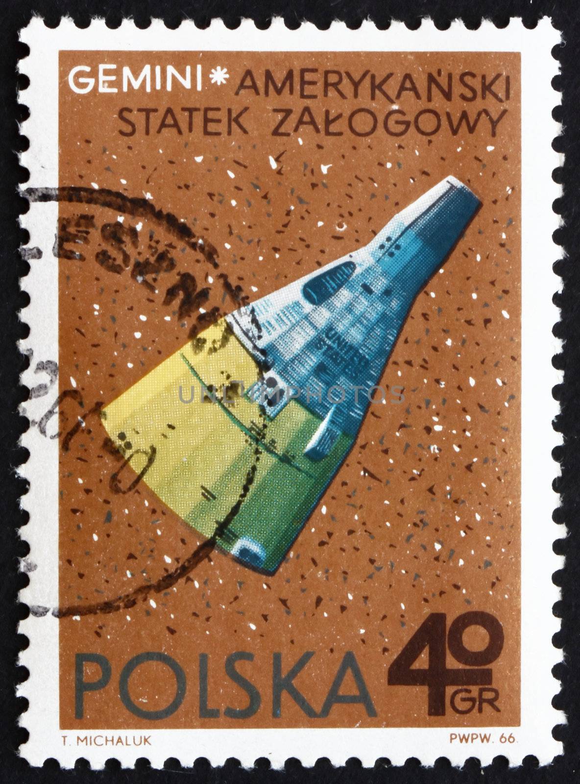 POLAND - CIRCA 1966: a stamp printed in the Poland shows Gemini, American Spacecraft, circa 1966