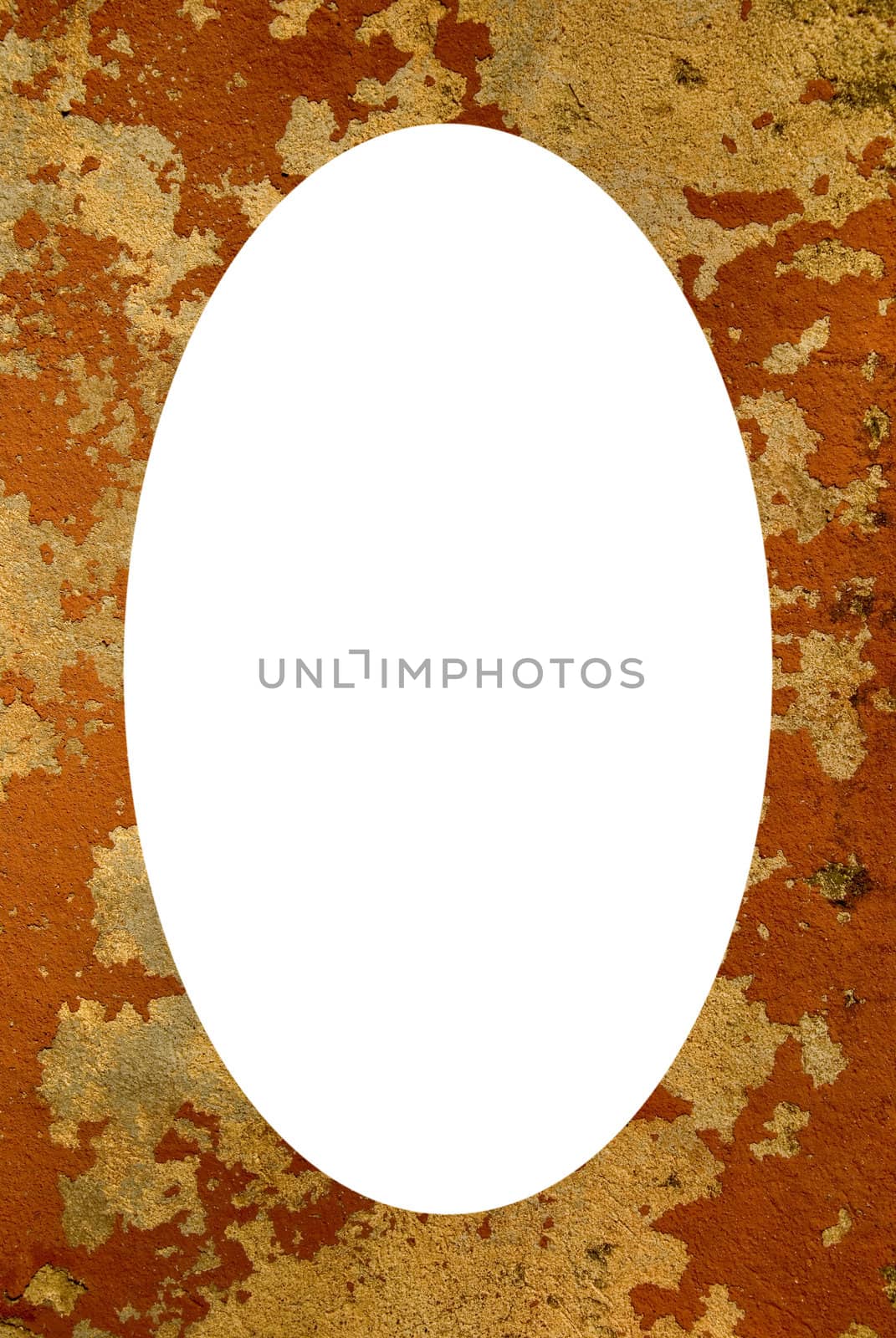 Grunge house wall frame and isolated white oval by sauletas