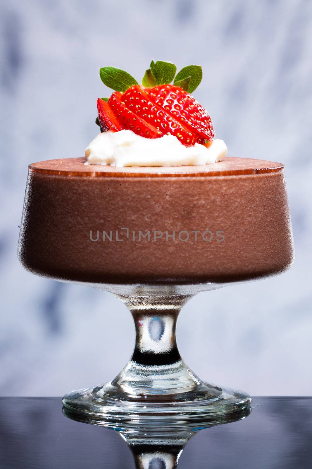 Chocolate mousse with strawberries and cream by Jaykayl