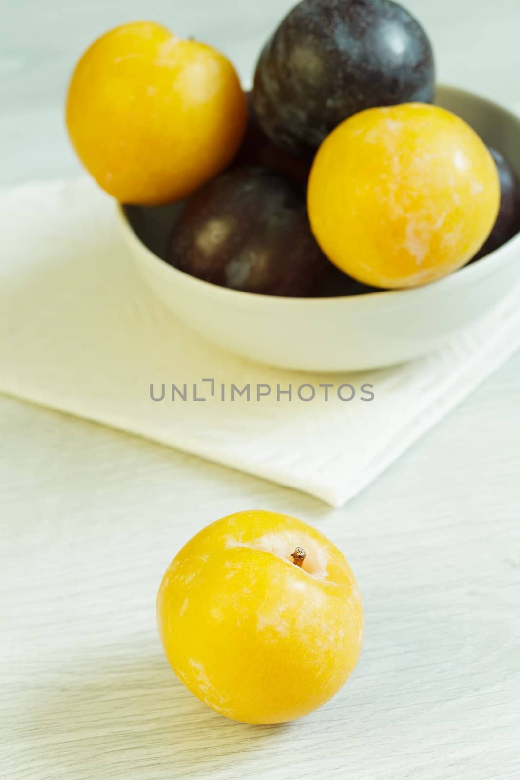 Mirabelle and other plums on the table