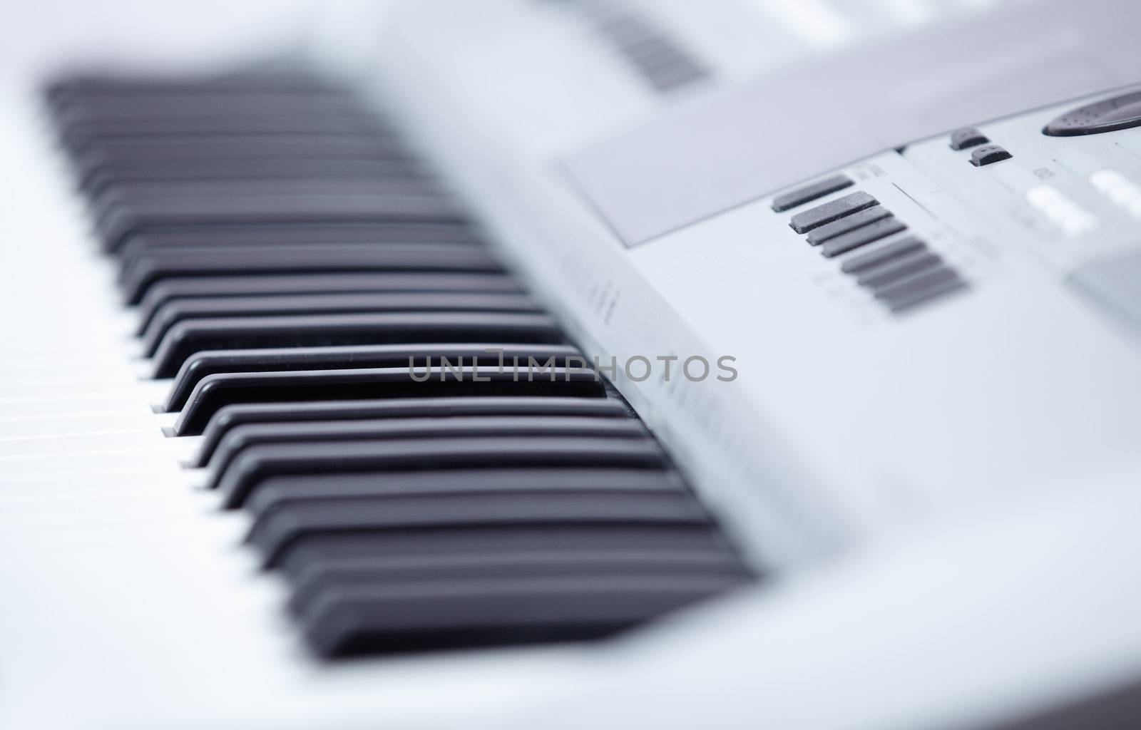 Electronic music instrument. Close-up photo. Shallow depth of field added for natural look