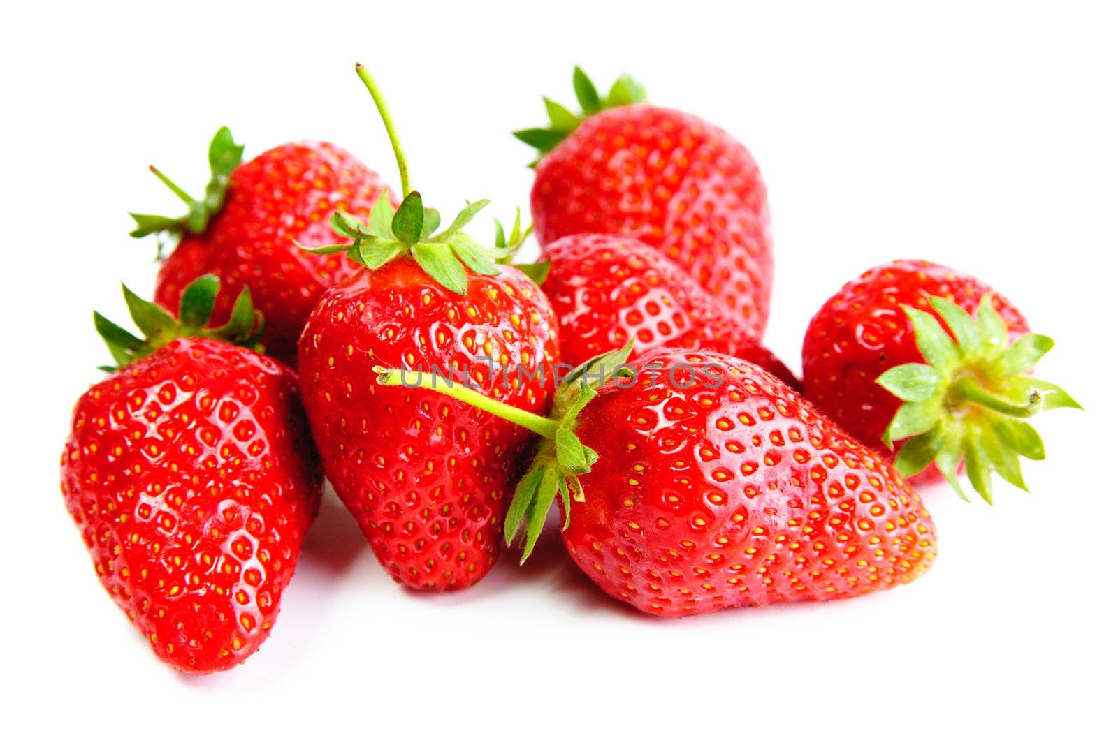 A bright red strawberries on white background