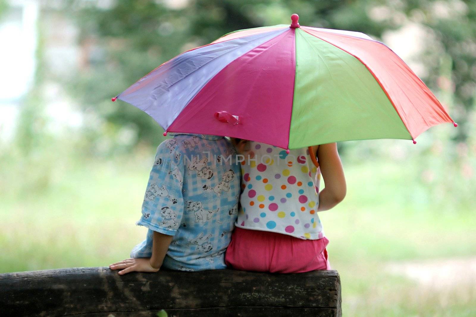 Children under umbrella by velkol