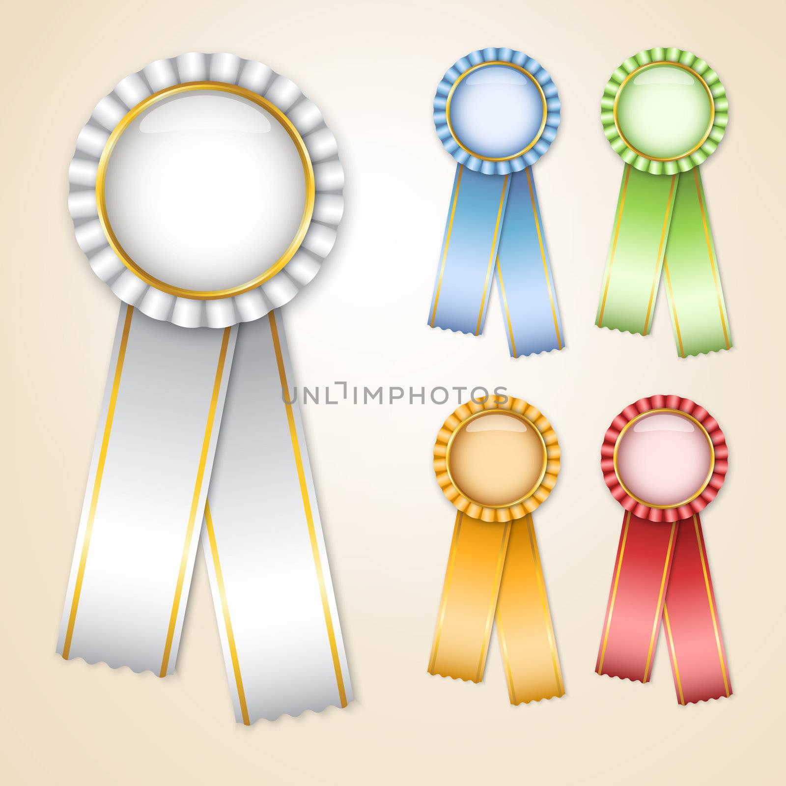 Set of  vector prize ribbons with place for text