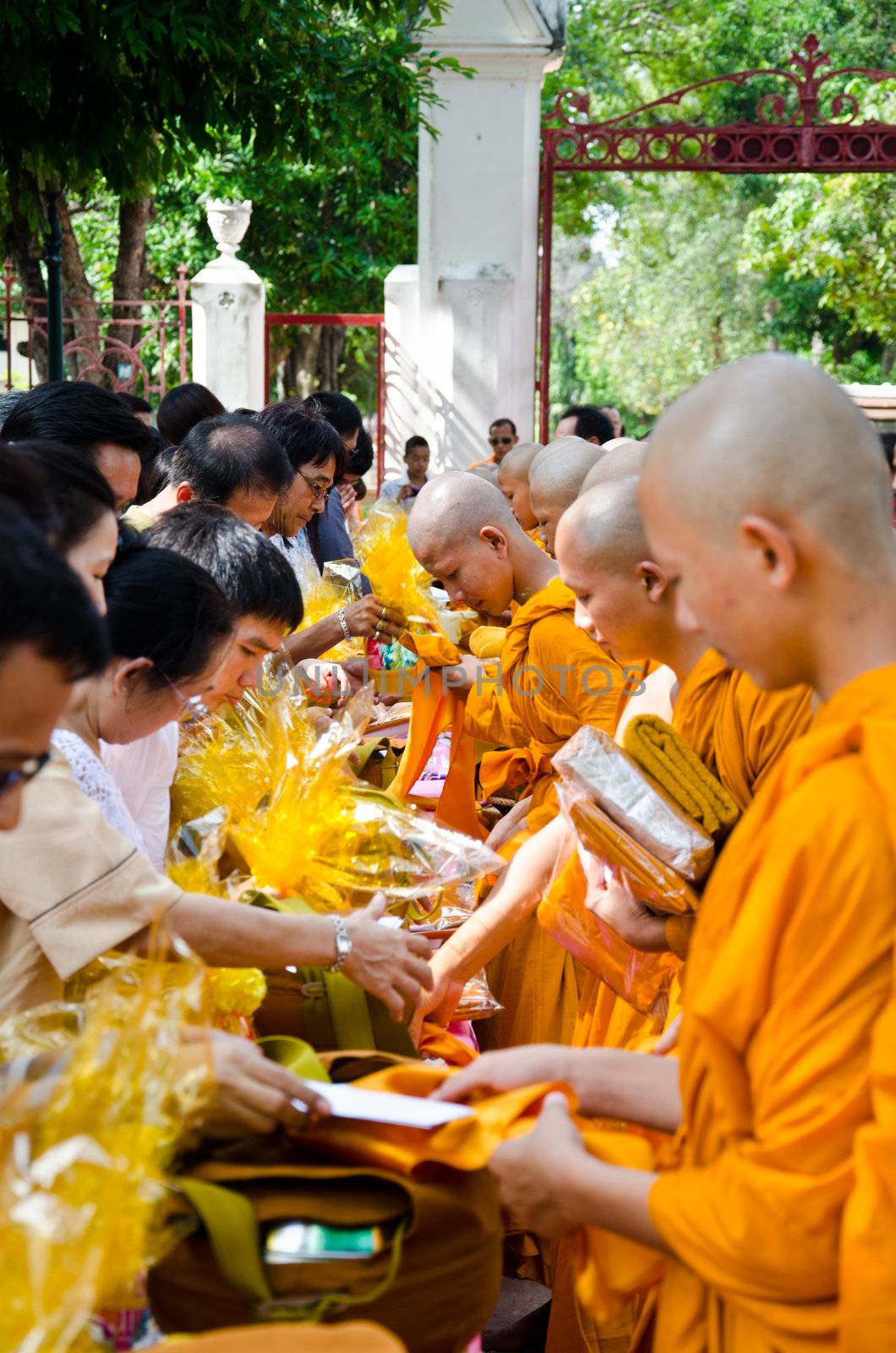 AYUTTHAYA, THAILAND - JUNE 4: Unidentified priests in Matriculation Ceremony of Buddhist monk on June 4, 2012 in Ayutthaya.Traditionally, Thai men at the age of 20 years will become Buddhist monk.