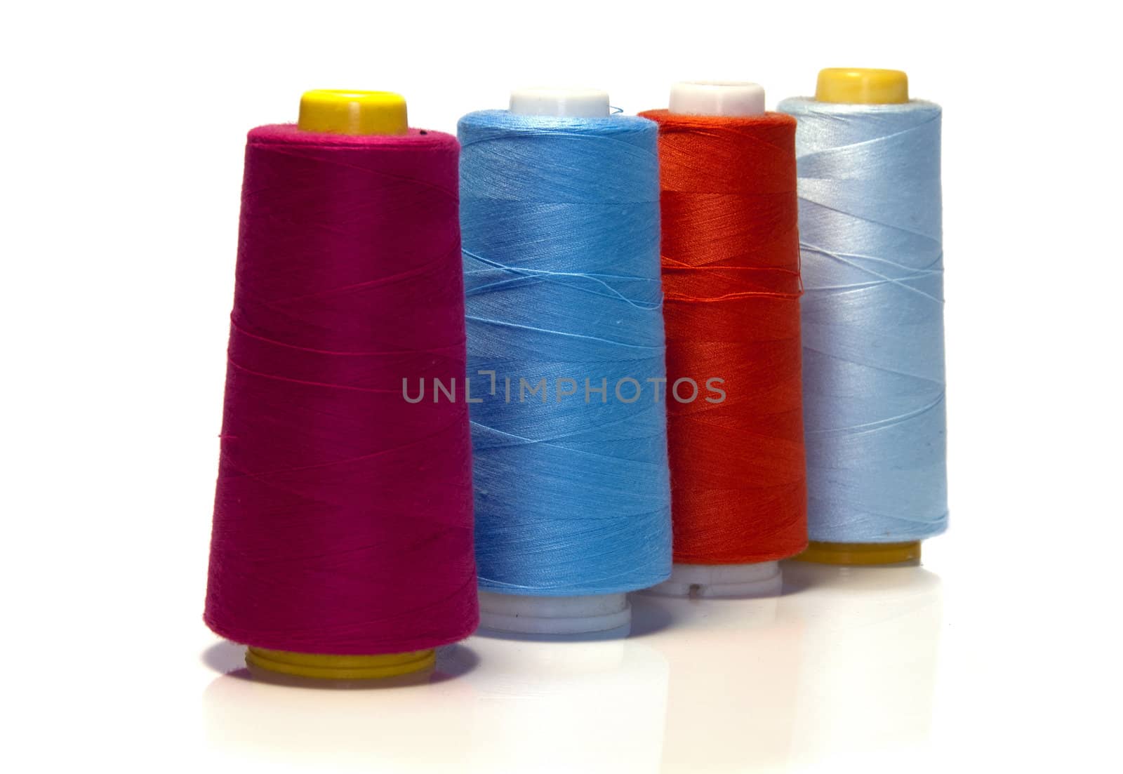 cotton in blue orange pink isolated on white