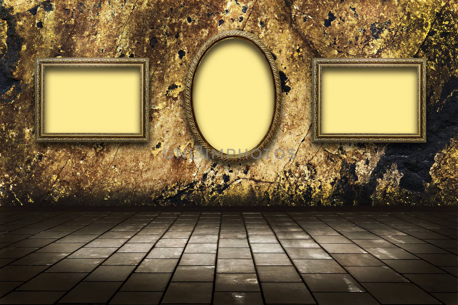 picture frames on a stone grange background by Plus69