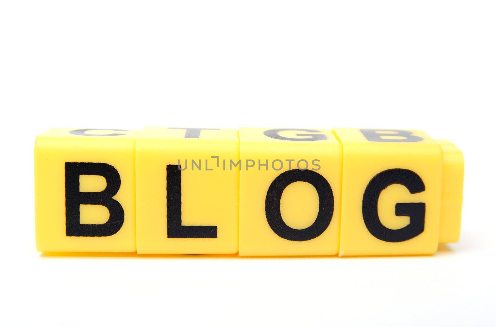 An image of yellow blocks with word ''blog'' on them