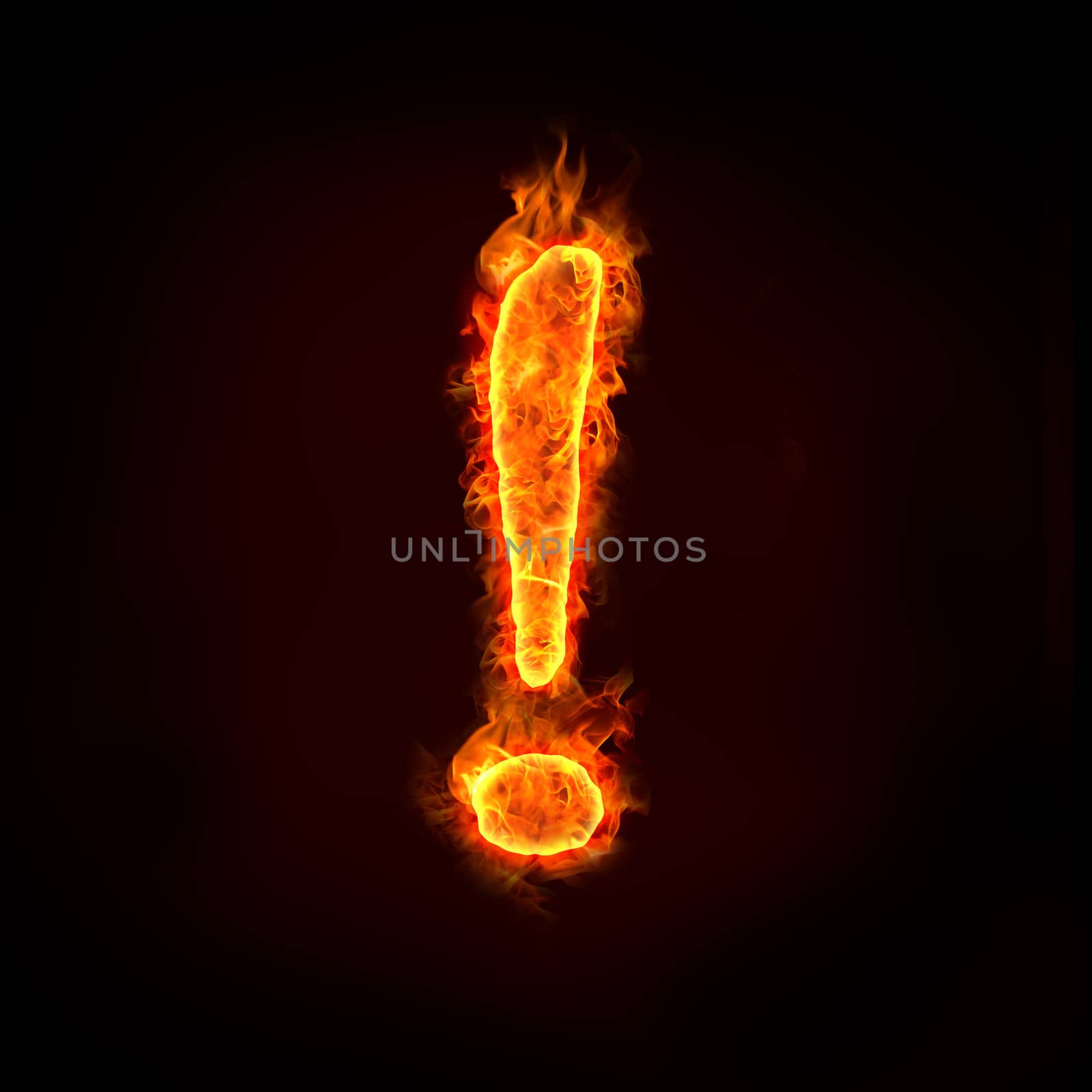 exclamation sign in flame, for attentions concept.