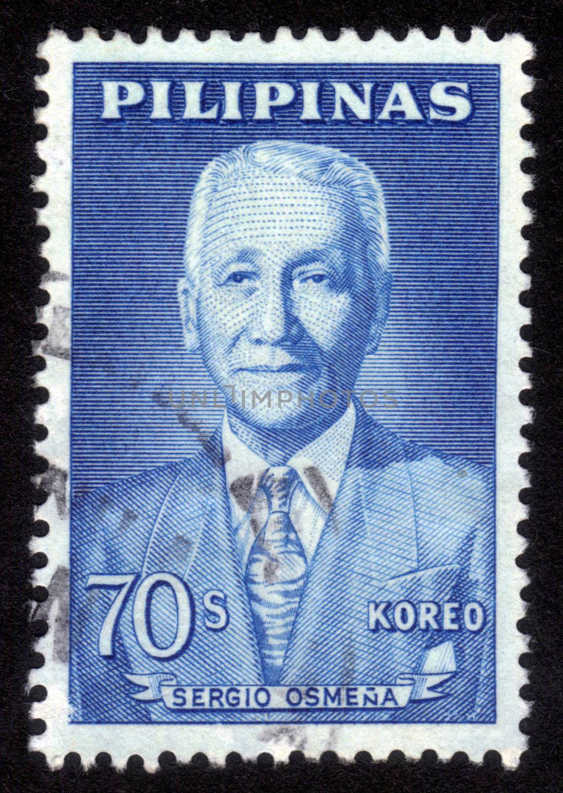 PHILIPPINES - CIRCA 1962: A stamp printed in Philippines shows Portrait Sergio Osmena y Suico was a Filipino politician , the 4th President of the Philippines from 1944 to 1946, circa 1962
