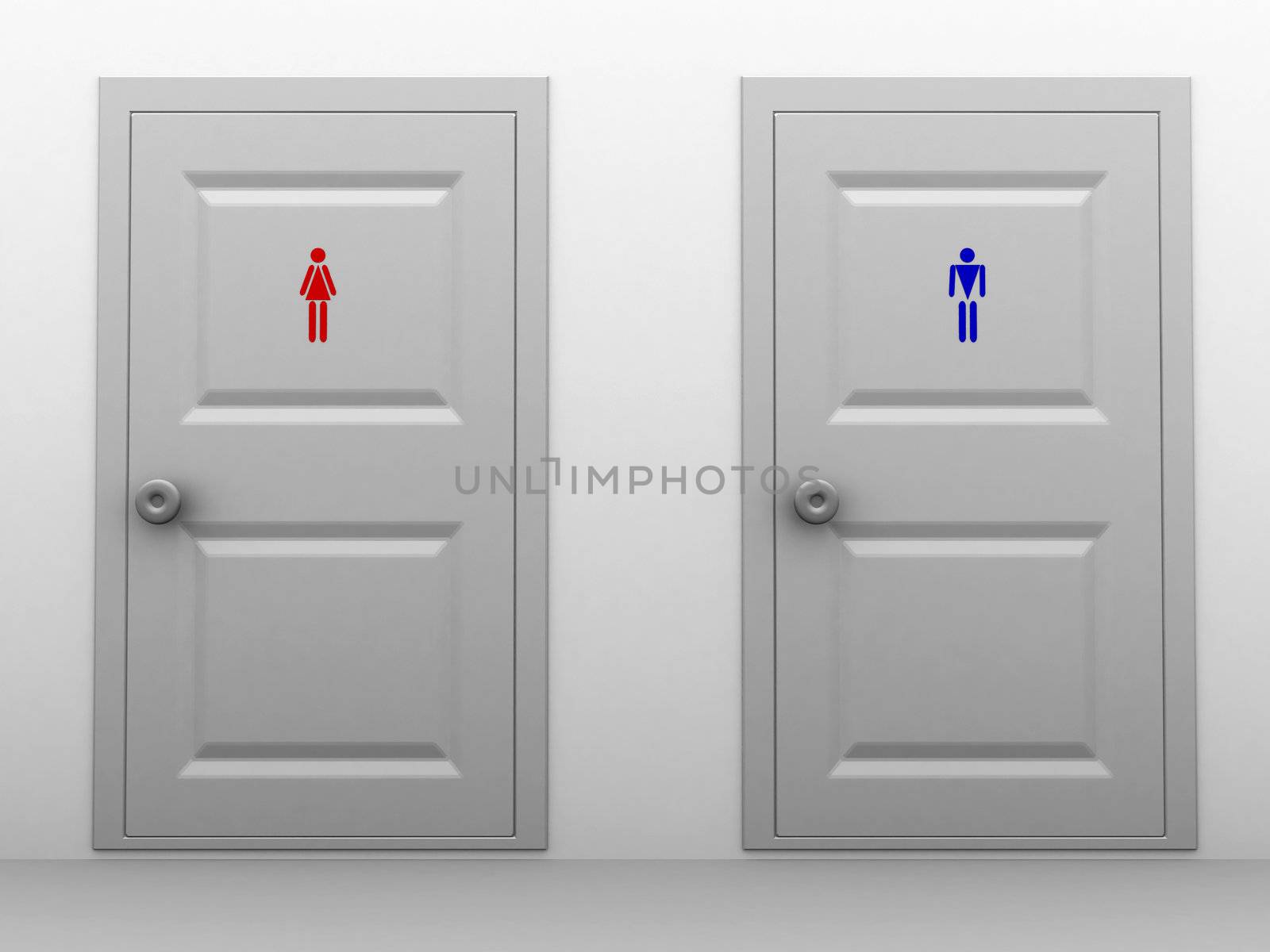 The doors to the male and female toilets