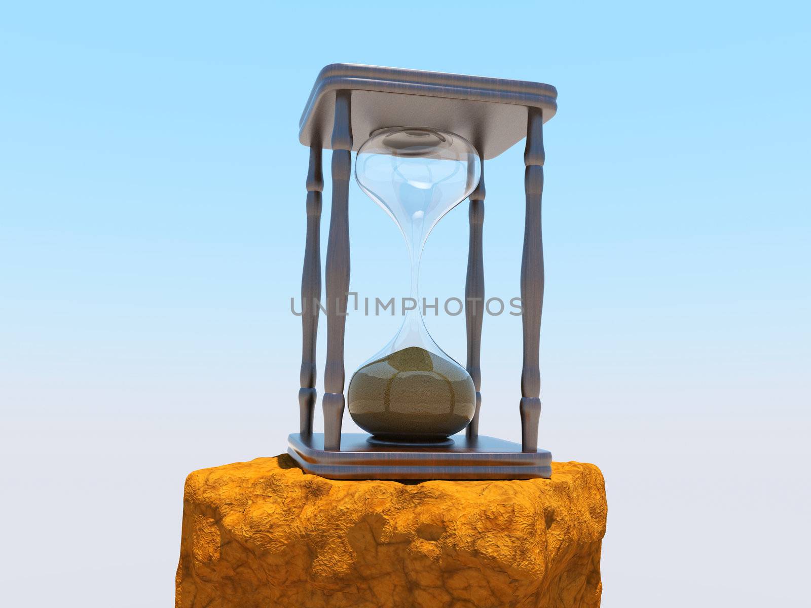 The wooden hourglasses on a white background