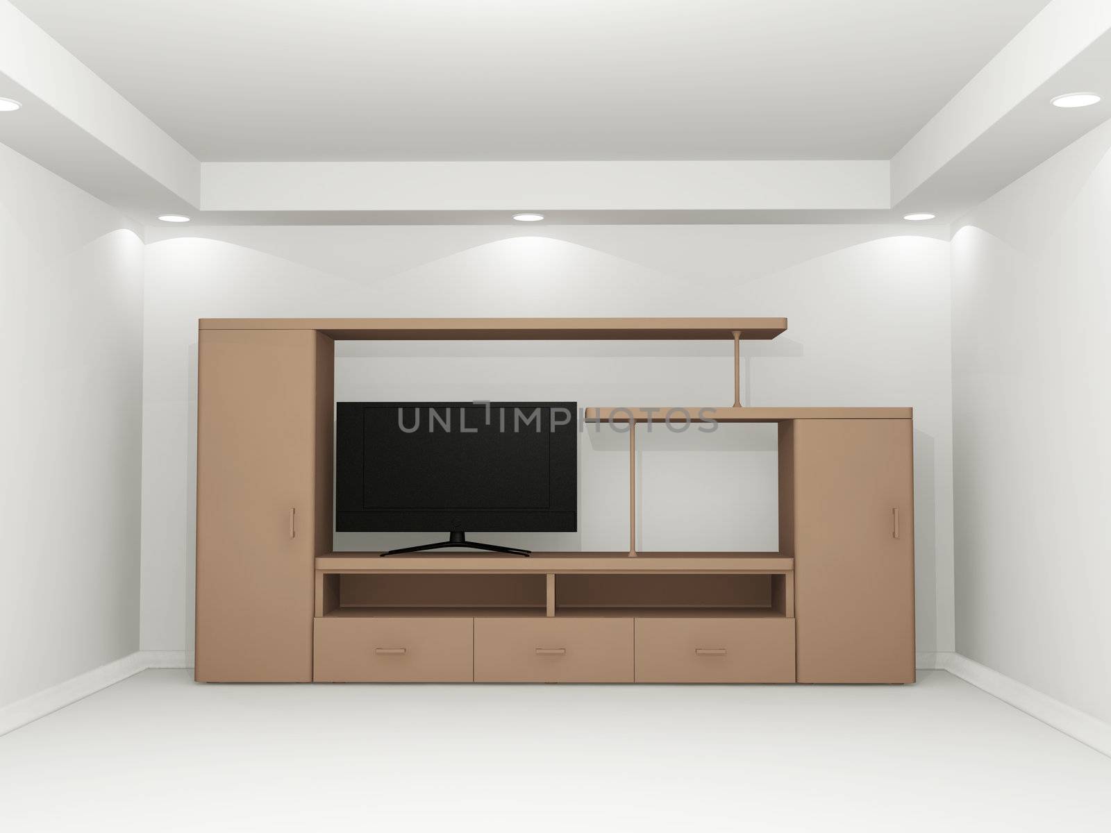 Layout of furniture and a TV in the room