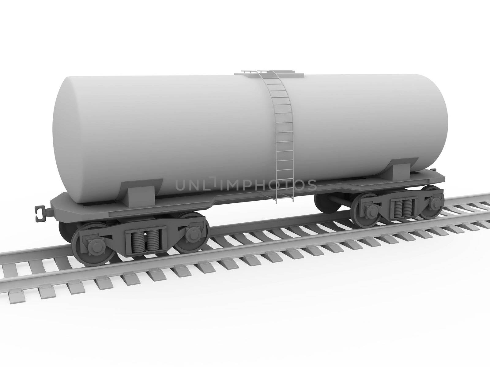 The gray tank car on a white background