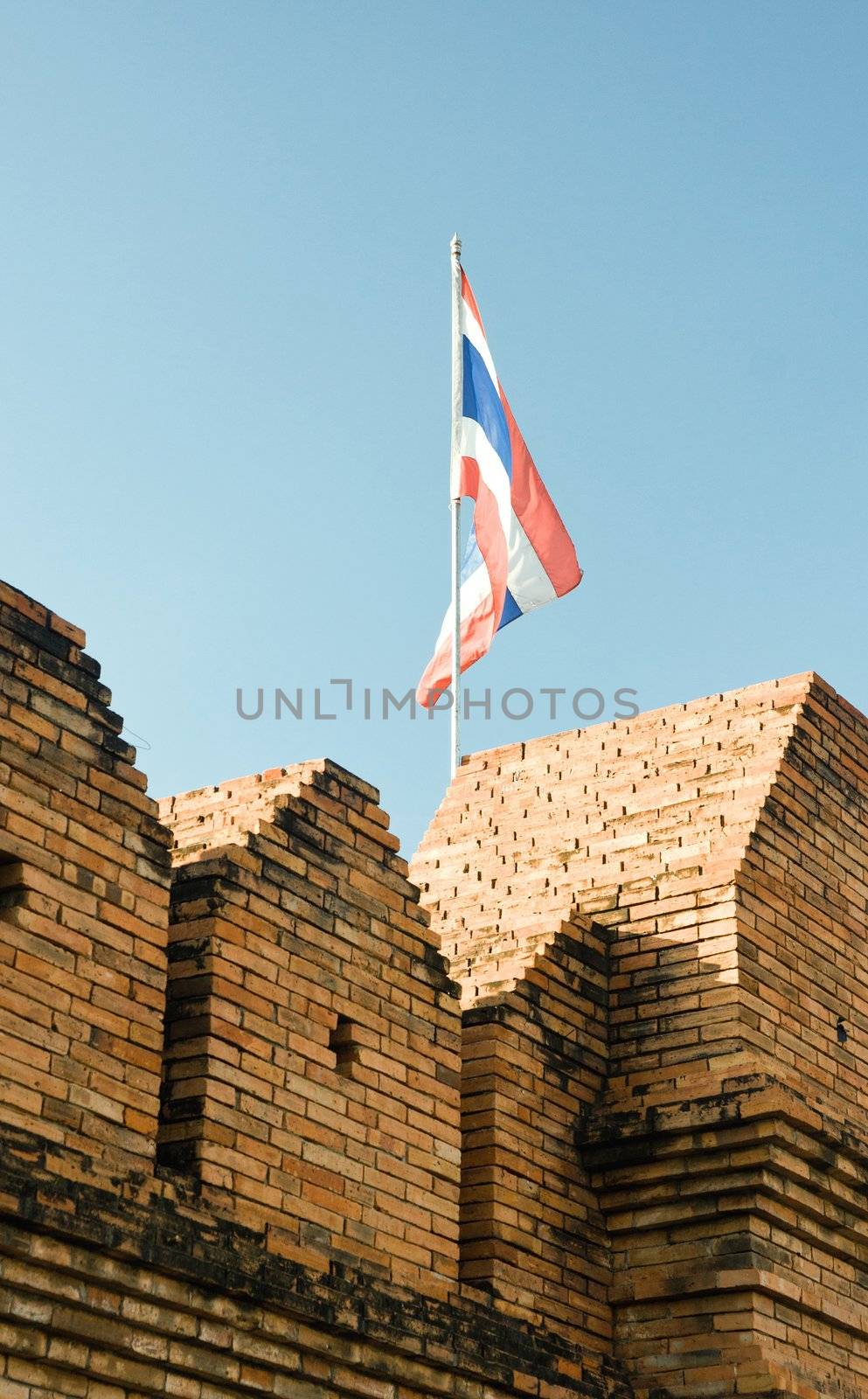 flag of thailand over wall by clearviewstock