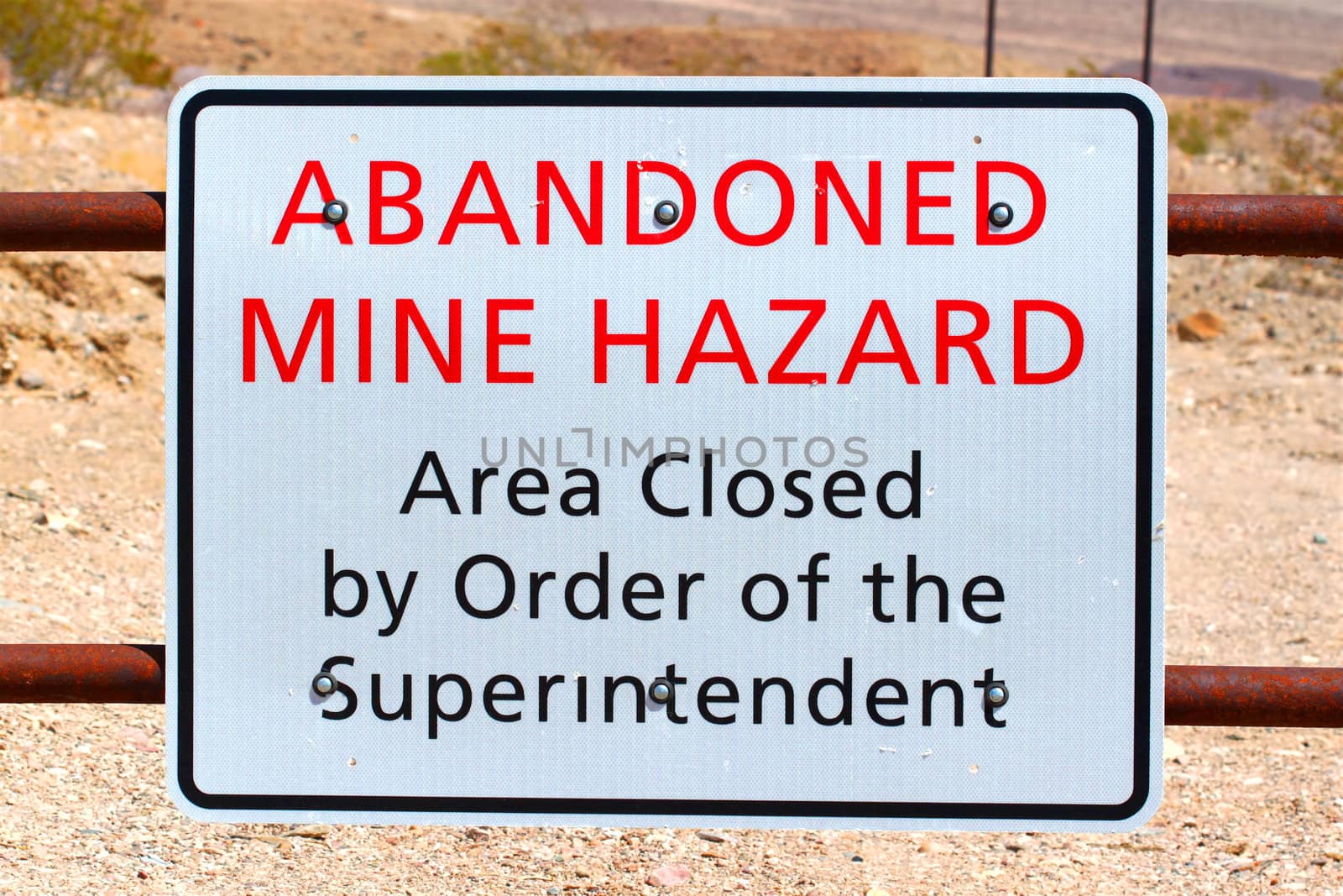 Sign warning of an Abandoned Mine Hazard in Death Valley National Park.