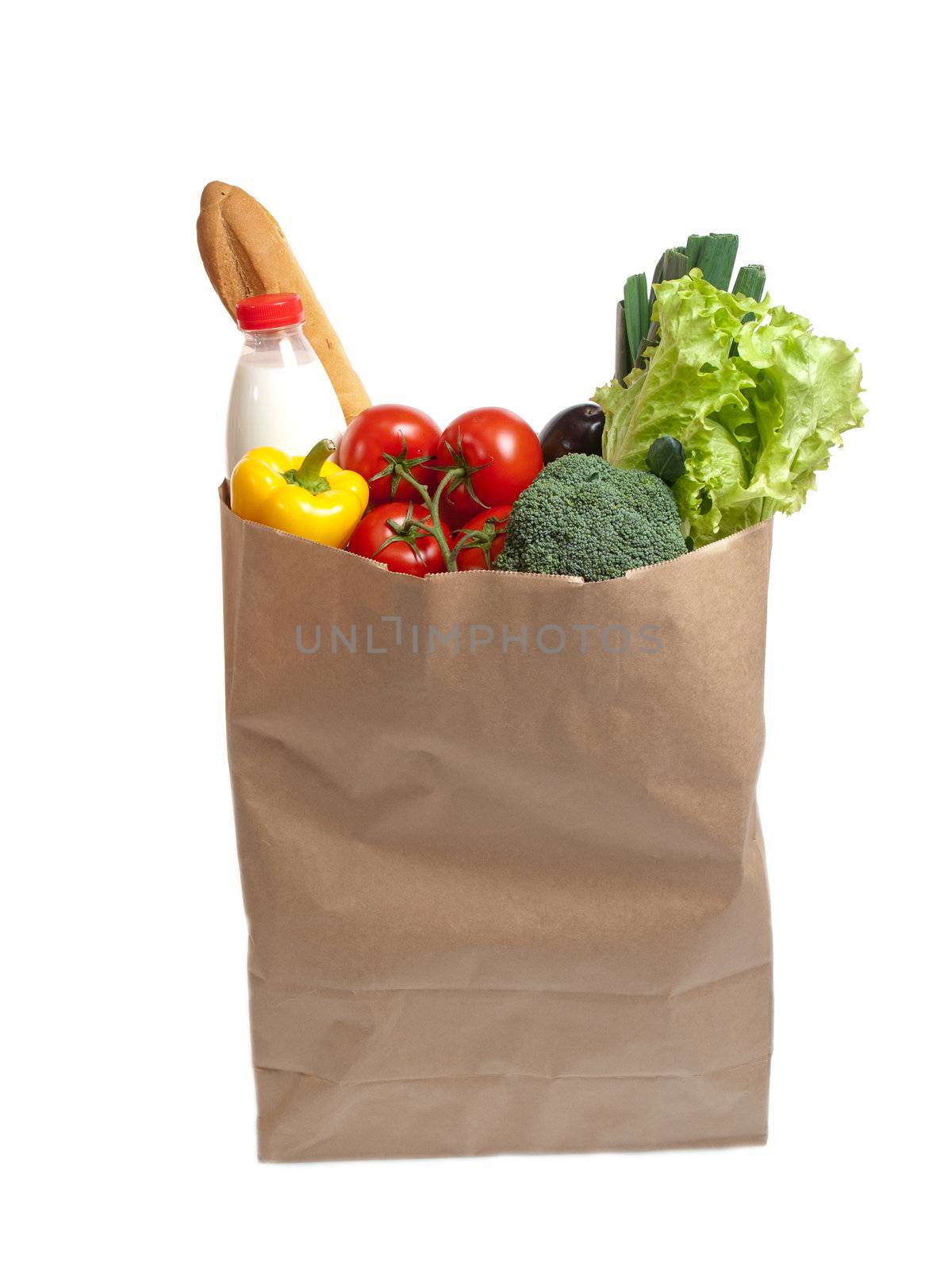 Paper bag full of food