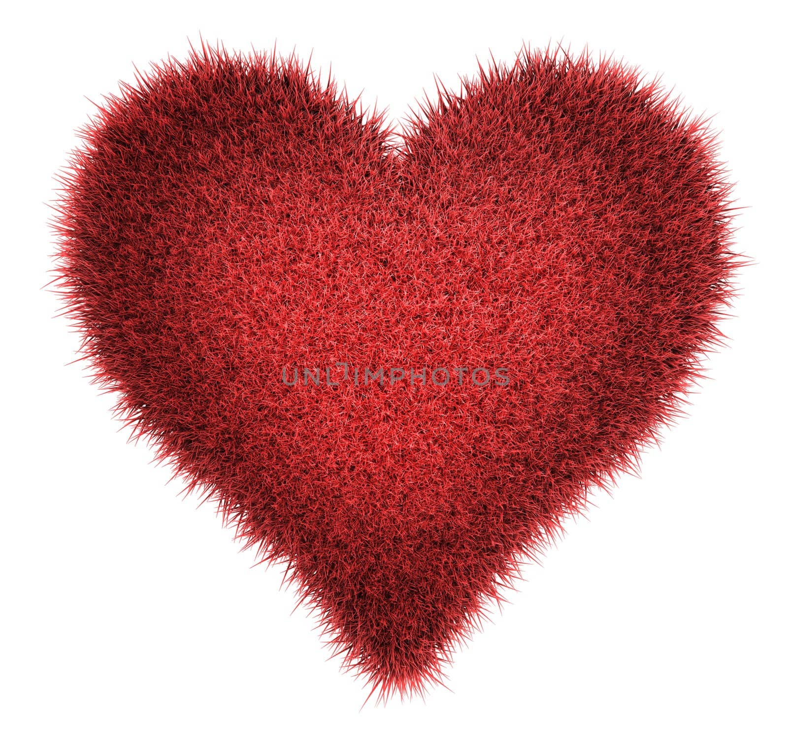 Red carpet in the shape of a heart isolated on white background, 3d render