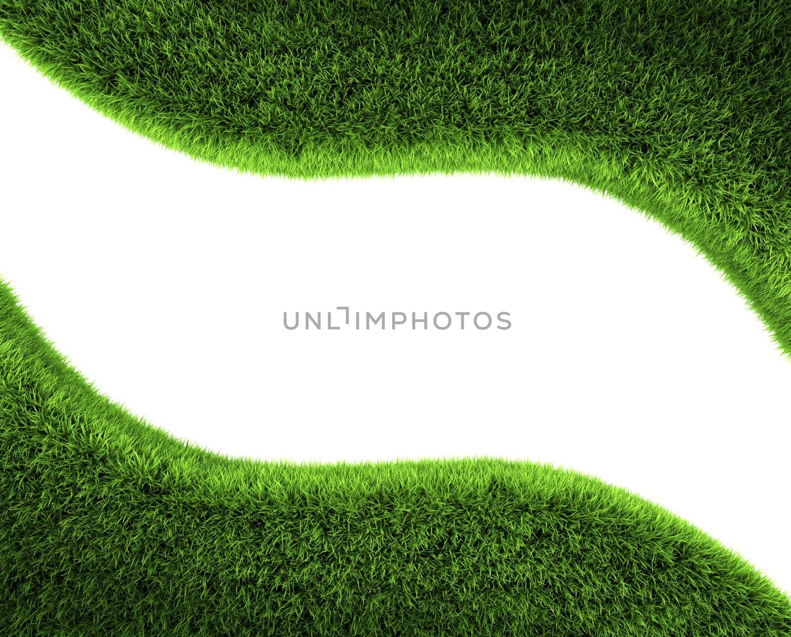 Grass wave frame isolated on white background. 3d render