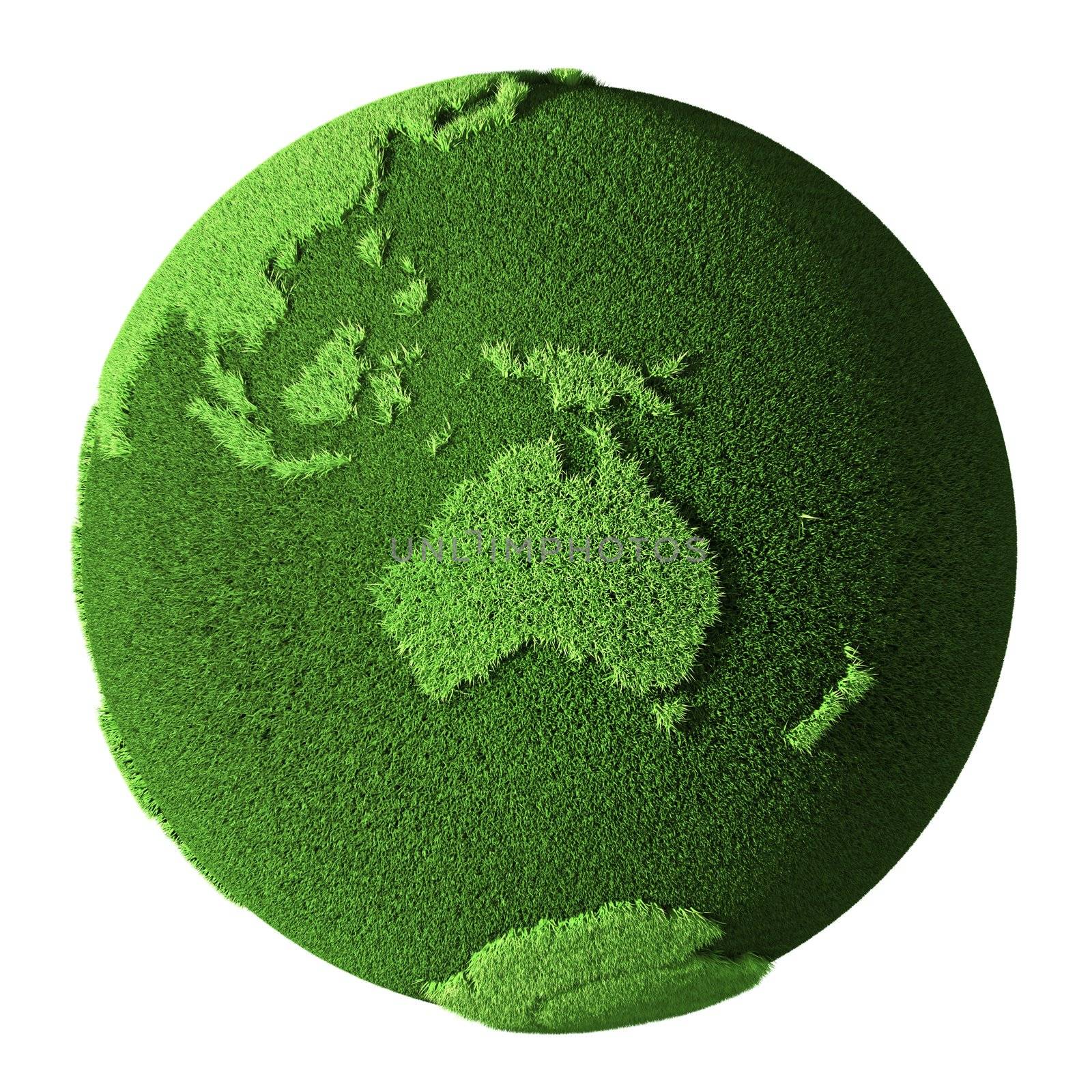 Grass Globe - Australia, isolated on white background. 3d render