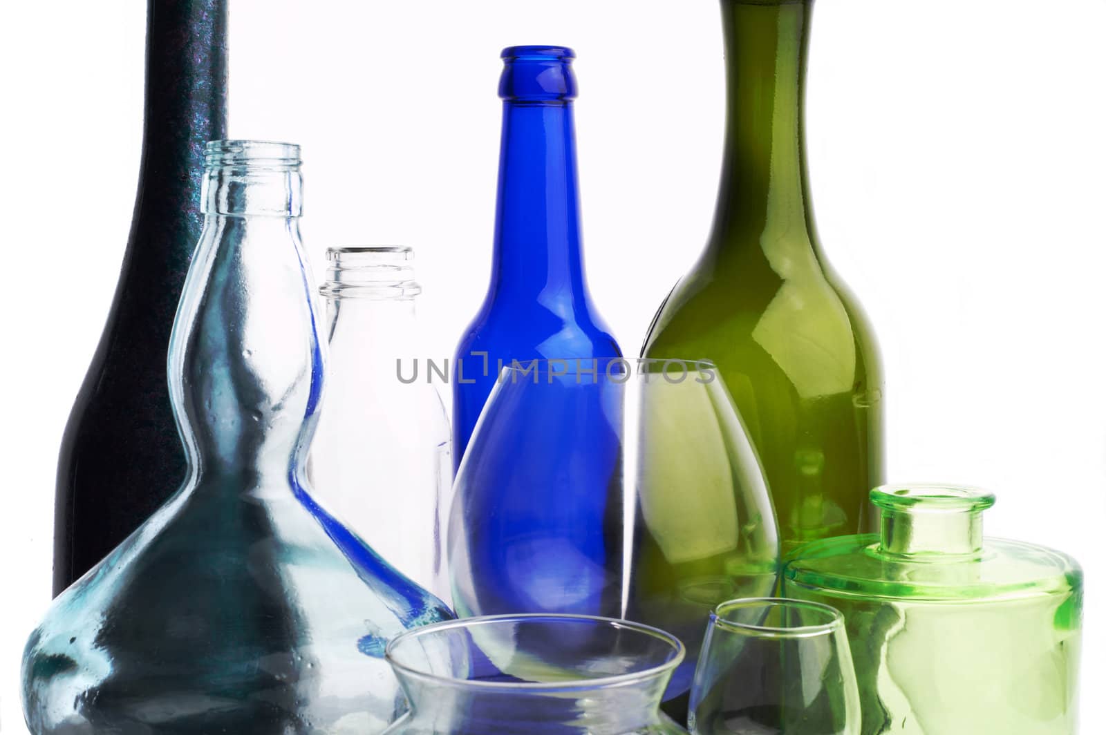 An image of bottles. Isolated on white.