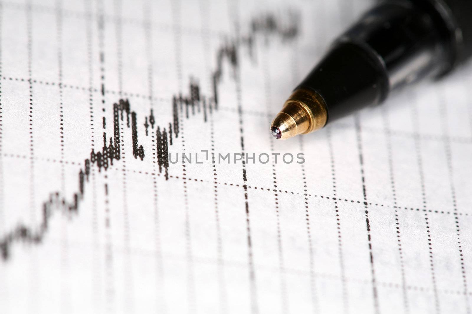 Stock photo: black pen on financial report