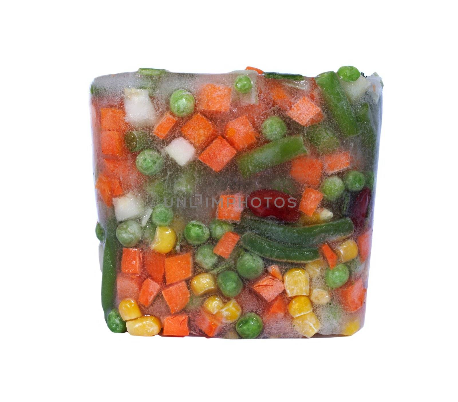 An image of cold vegetable in ice