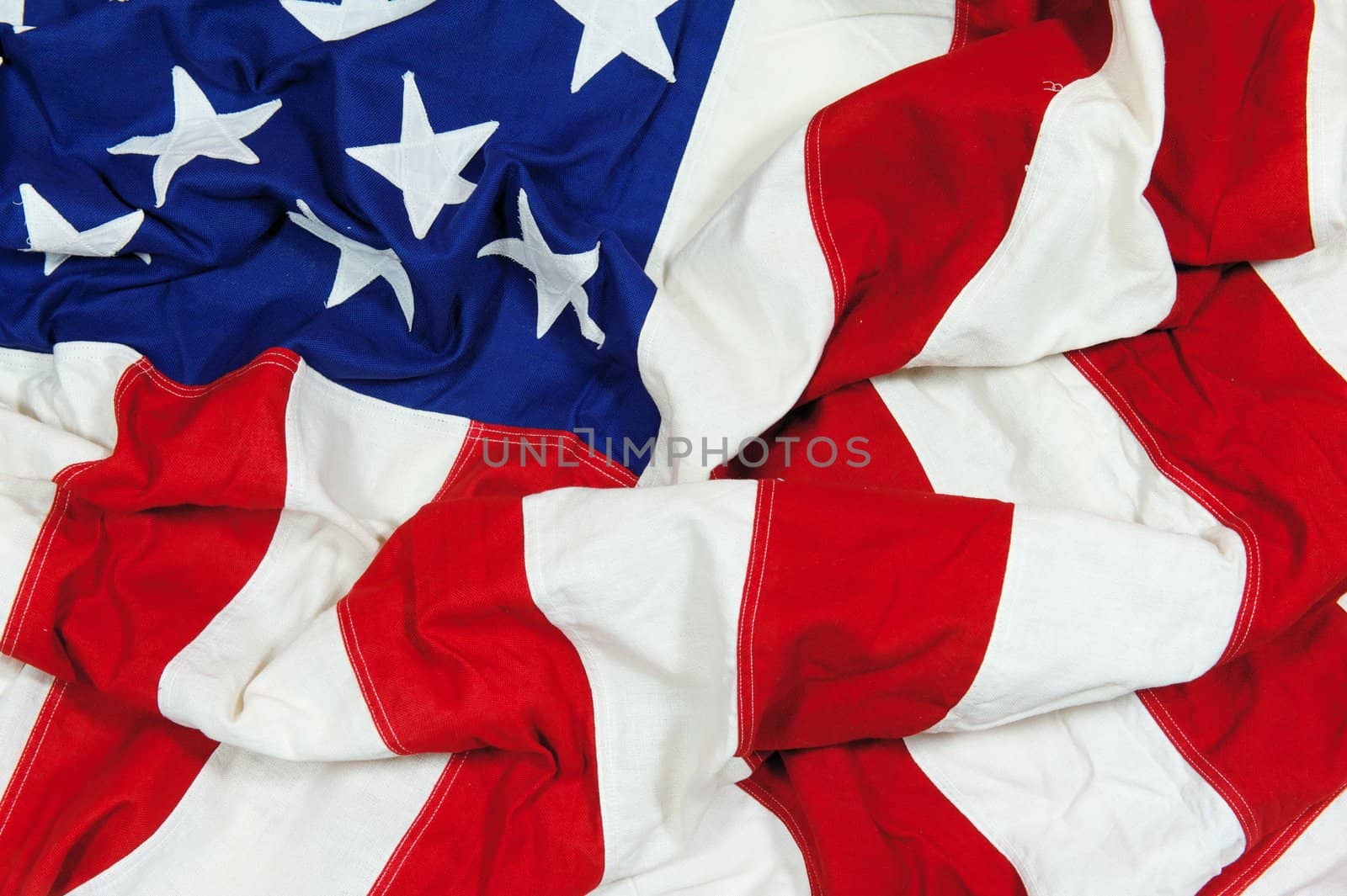 Crumpled and Wrinkled American Flag Background by pixelsnap