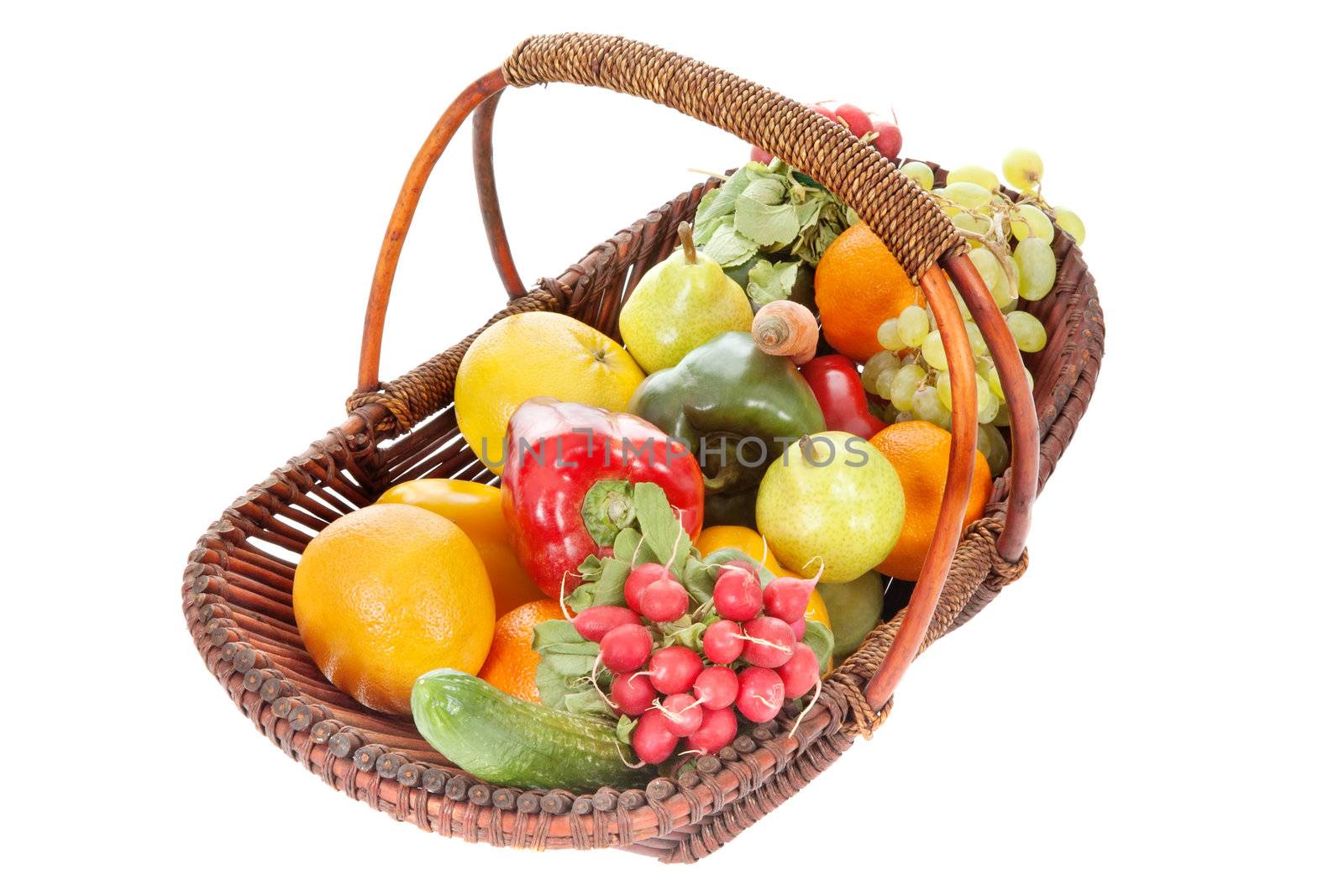 Basket with fruits and vegetables