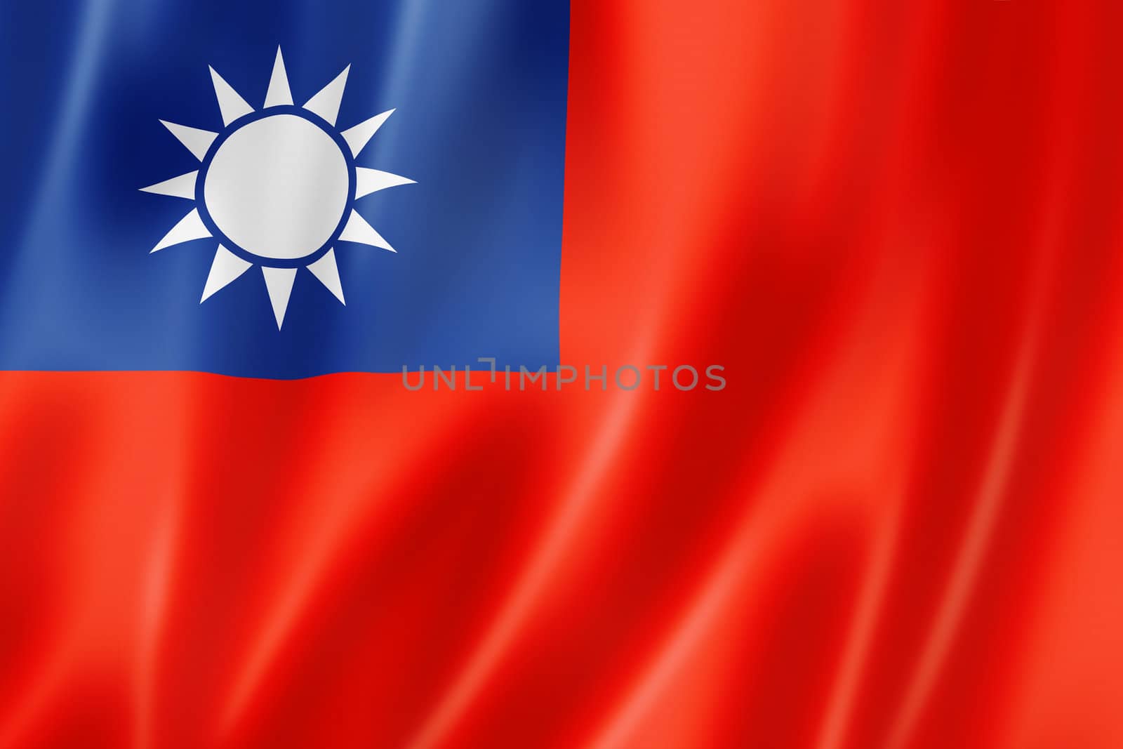 Taiwan flag, three dimensional render, satin texture