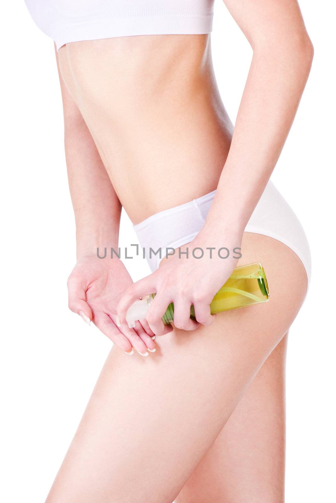 Legs cosmetic treatment, isolated on white. Health concept