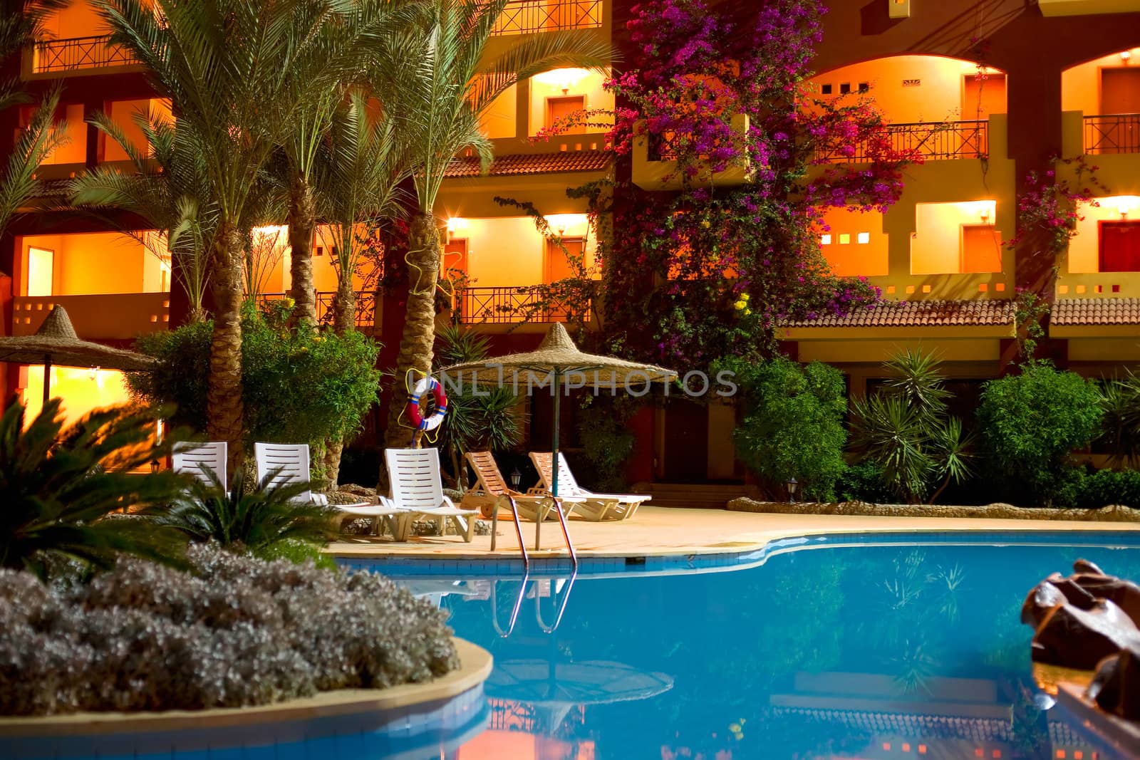 Hotel "Sun & Sea" in Hurgada, Egypt, night shot