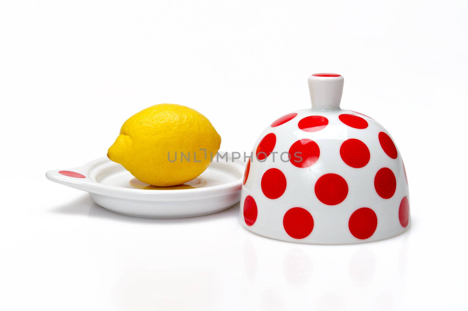 Lemon in a open bank on a white background