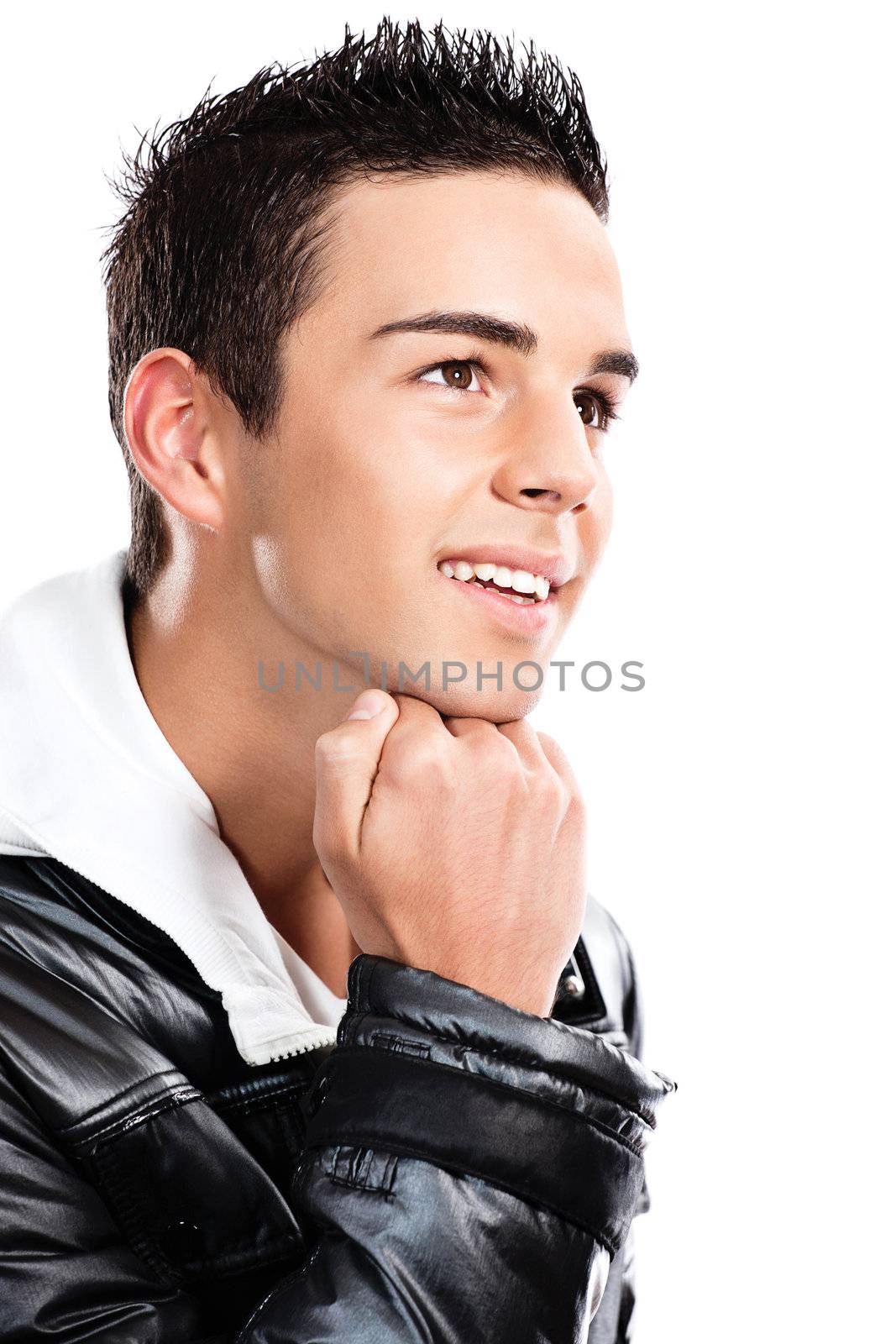 Portrait of a young handsome man, isolated on white