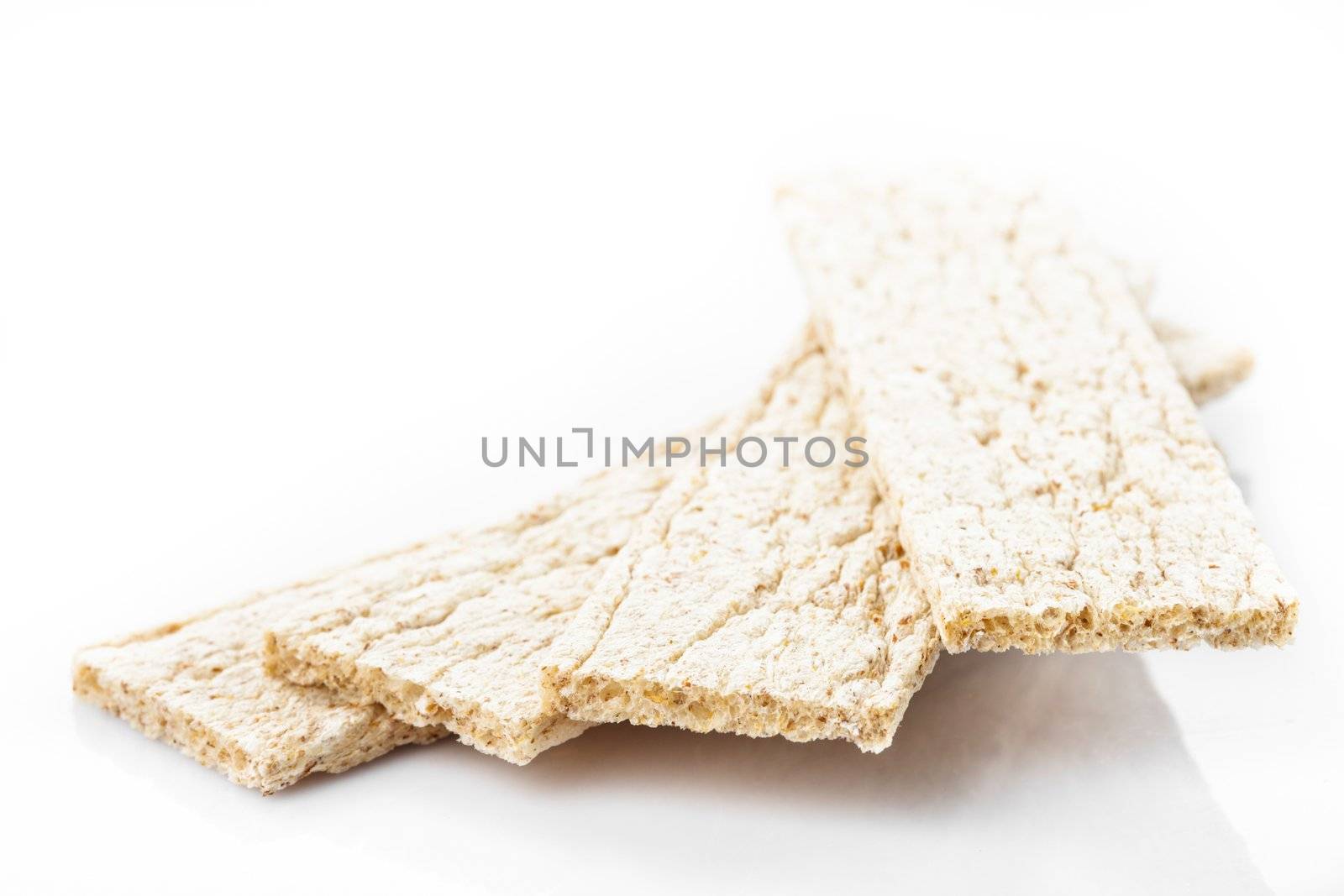 Crispbread - healthy eating for diet, on white backgorund